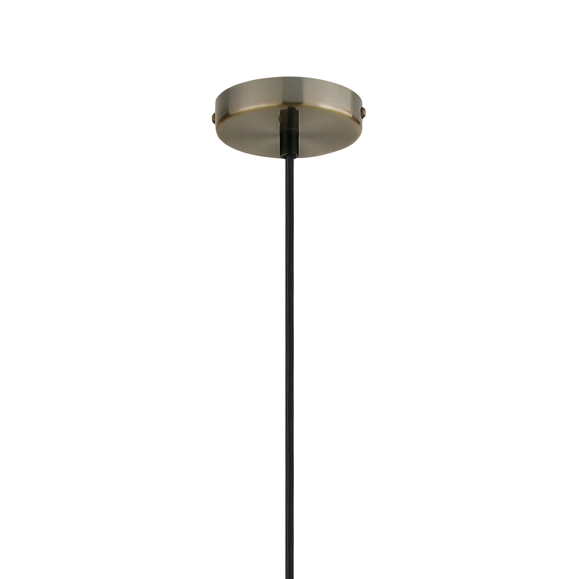 Cawdor Single Pendant, 1 Light E27, Antique Brass/Black/Clear Cloche Glass DK1138  Deco Cawdor